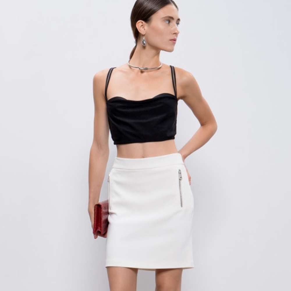 Gucci Tight Off White Zipper Miniskirt Size 42